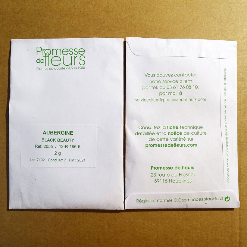 Voorbeeld van een exemplaar van Aubergine Black Beauty het zakje met 400 zaden (2g) zoals geleverd