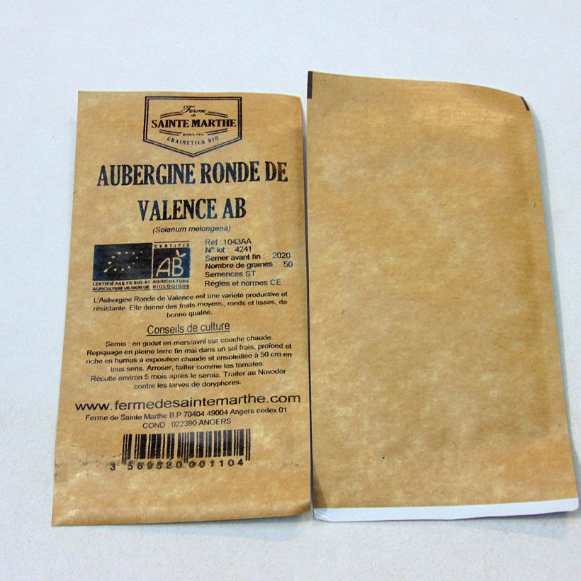 Example of Aubergine Ronde van Valencia BIO - Ferme de Sainte Marthe het zakje met 50 zaden as you get