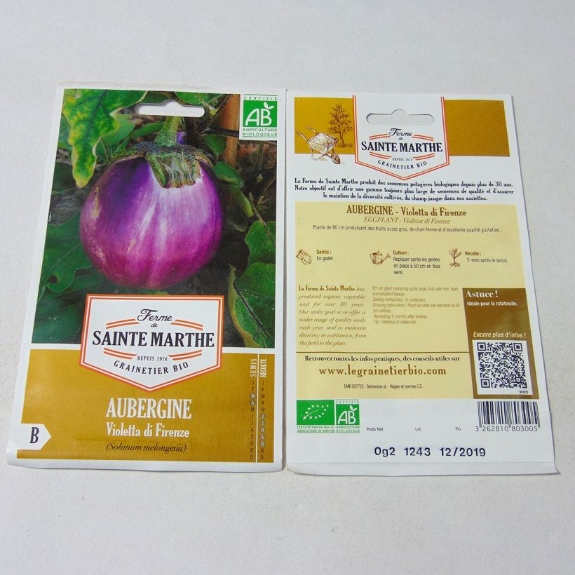 Example of Aubergine Violetta Di Firenze BIO - Ferme de Sainte Marthe het zakje met 50 zaden (0.2g) as you get