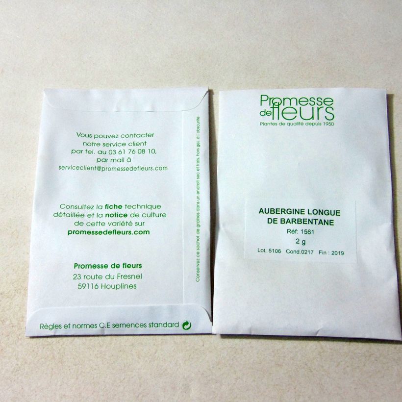 Example of Aubergine de Barbentane het zakje met 400 zaden (2g) as you get