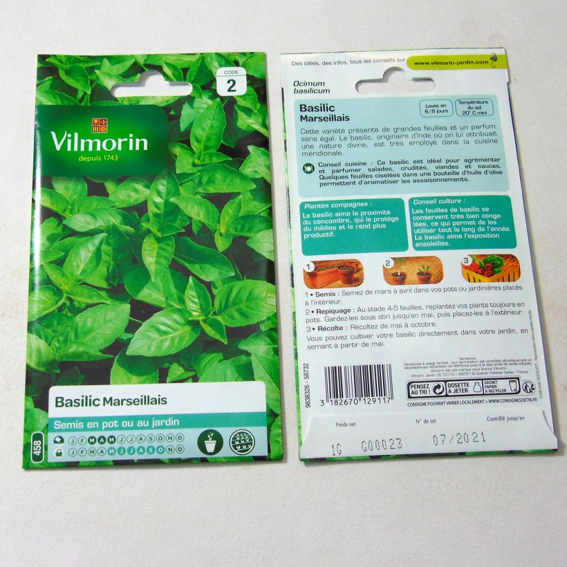 Example of Basilicum Marseillais - Vilmorin het zakje met 800 zaden (1g) as you get