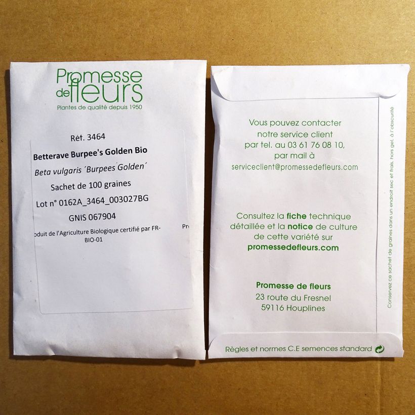 Voorbeeld van een exemplaar van Gele biet Burpee's Golden BIO het zakje met 100 zaden zoals geleverd