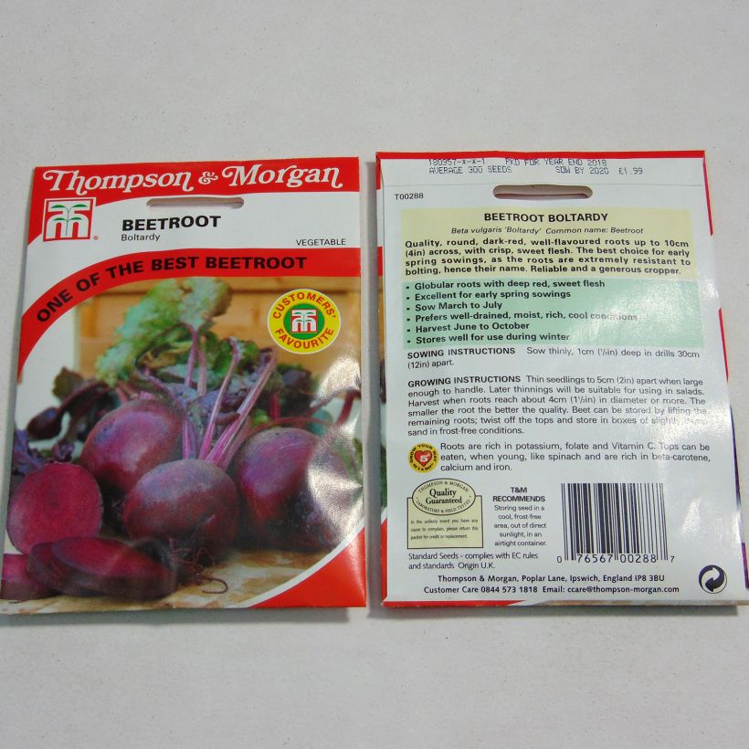 Voorbeeld van een exemplaar van Rode biet Boltardy het zakje met 350 zaden zoals geleverd