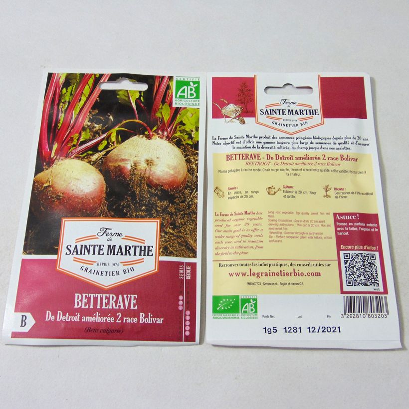 Example of Rode biet Detroit 2 Bolivar BIO - Ferme de Sainte Marthe het zakje met 80 zaden (1.5g) as you get
