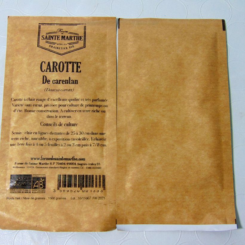 Example of Wortel Carentan BIO - Ferme de Sainte Marthe het zakje met 500 zaden (1g) as you get