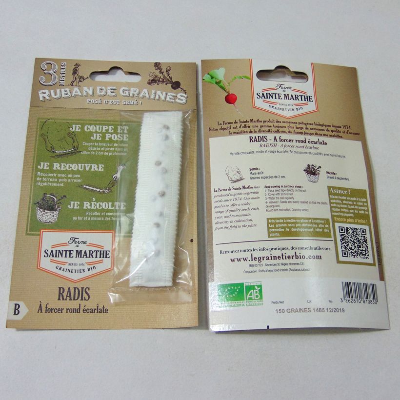 Example of Radijs Rond Ecarlate BIO - Ferme de Sainte Marthe (zaailint) het zakje zaden van 1 gram as you get