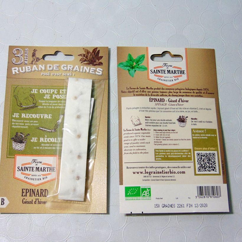 Example of Spinazie Winterreuzen BIO - Ferme de Sainte Marthe (zaailint) het zakje zaden van 2 gram as you get