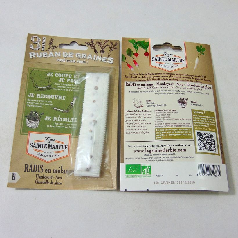 Voorbeeld van een exemplaar van Gemengde radijsjes BIO - Ferme de Sainte Marthe (zaailint) het zakje zaden van 1 gram zoals geleverd