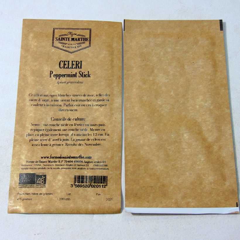 Example of Bleekselderij Peppermint Stick BIO - Ferme de Sainte Marthe het zakje met 475 zaden as you get