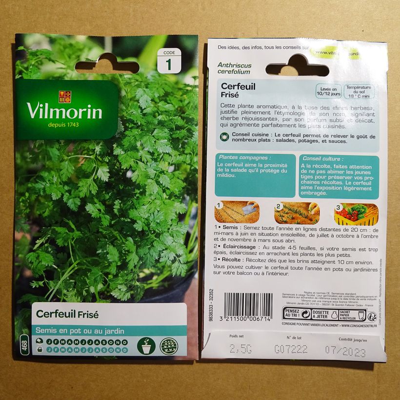 Example of Krulkervel Vilmorin - Anthriscus cerefolium het zakje met 30 zaden (2g) as you get