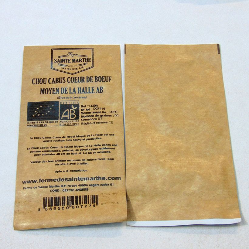 Example of Witte kool Ossenhart middel van de Halle BIO - Ferme de Sainte Marthe het zakje met 80 zaden as you get