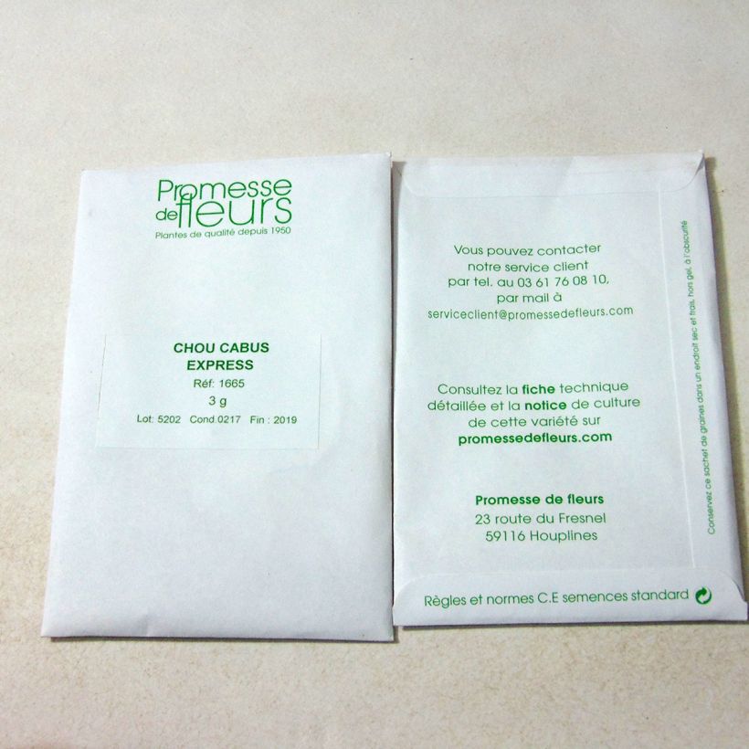 Voorbeeld van een exemplaar van Spitskool Express het zakje met 600 zaden (3g) zoals geleverd