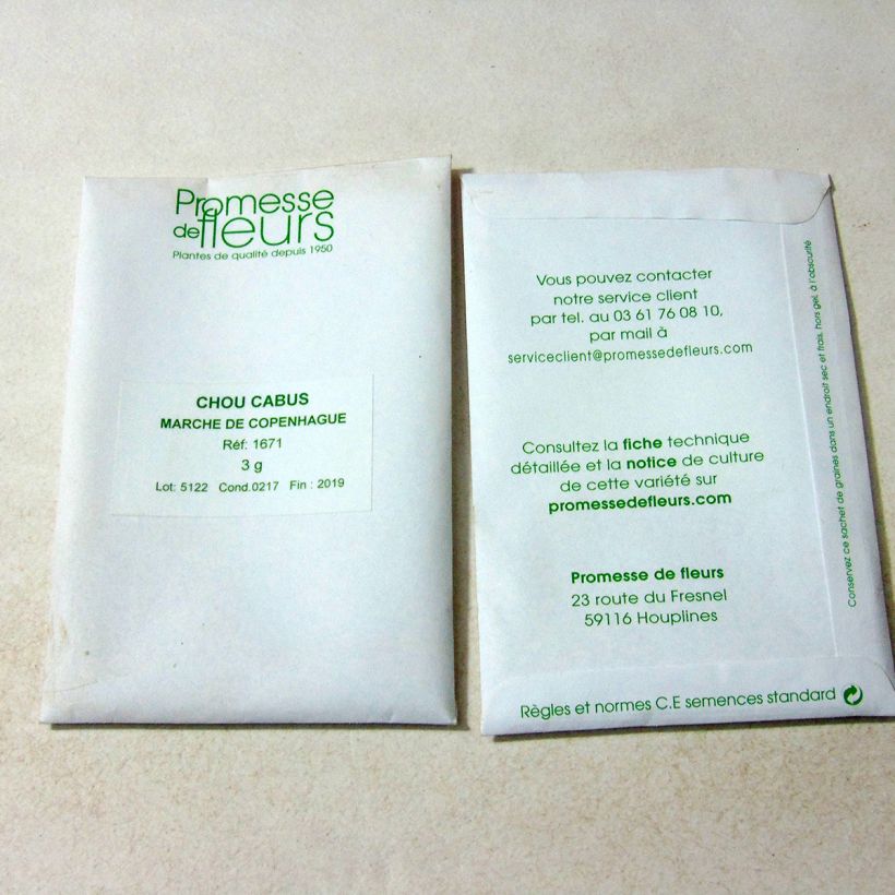 Voorbeeld van een exemplaar van Witte kool Markt van Kopenhagen het zakje met 650 zaden (3g) zoals geleverd