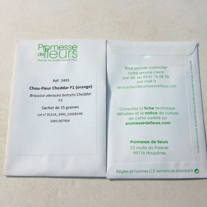 Example of Bloemkool Cheddar F1 (oranje) het zakje met 15 zaden as you get