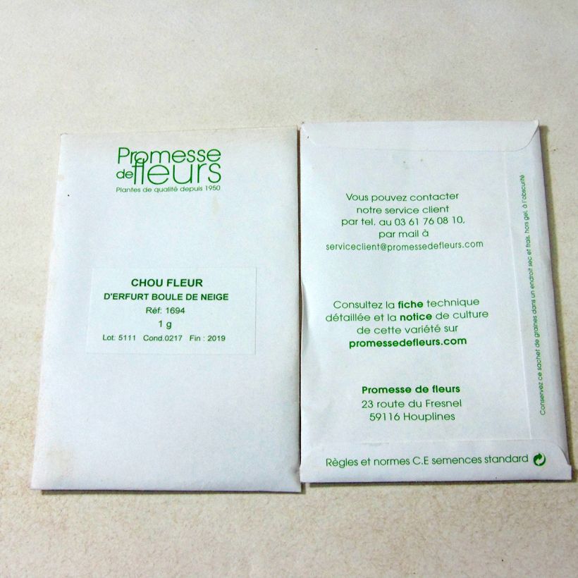 Example of Bloemkool Sneeuwbal het zakje met 200 zaden (1g) as you get