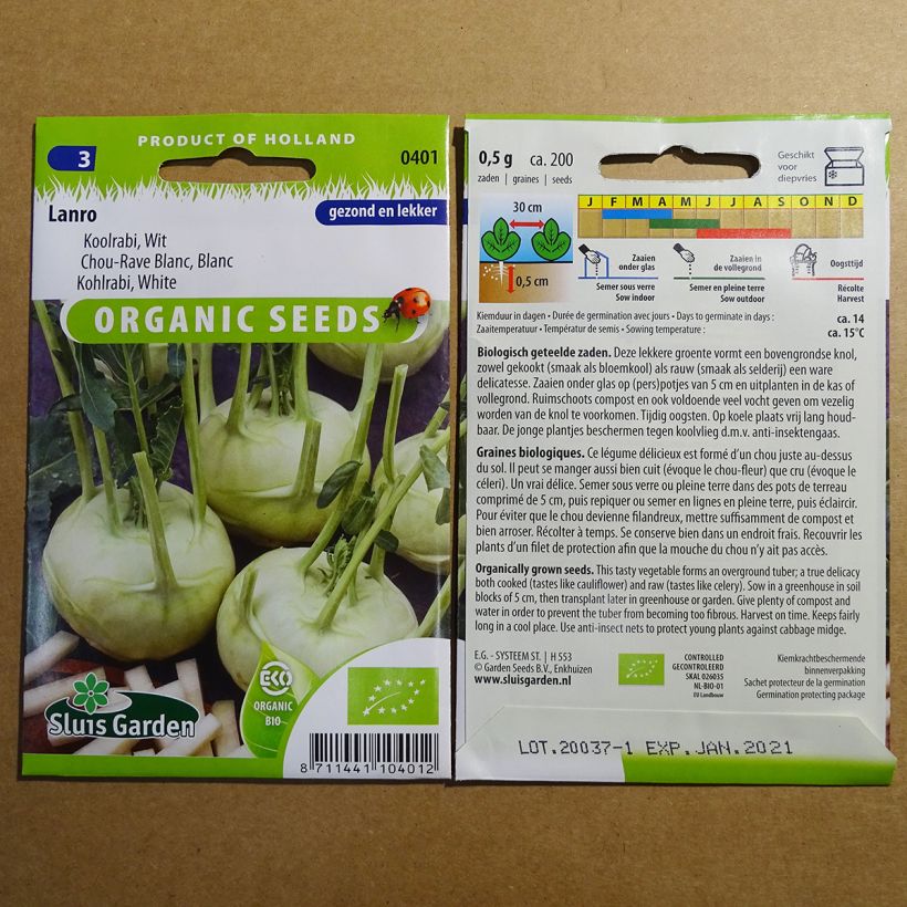 Example of Koolrabi Lanro BIO het zakje met 200 zaden as you get