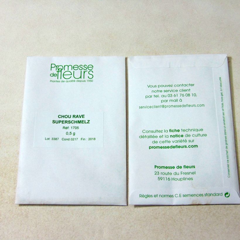 Example of Koolrabi Superschmelz het zakje met 125 zaden (0,5g) as you get