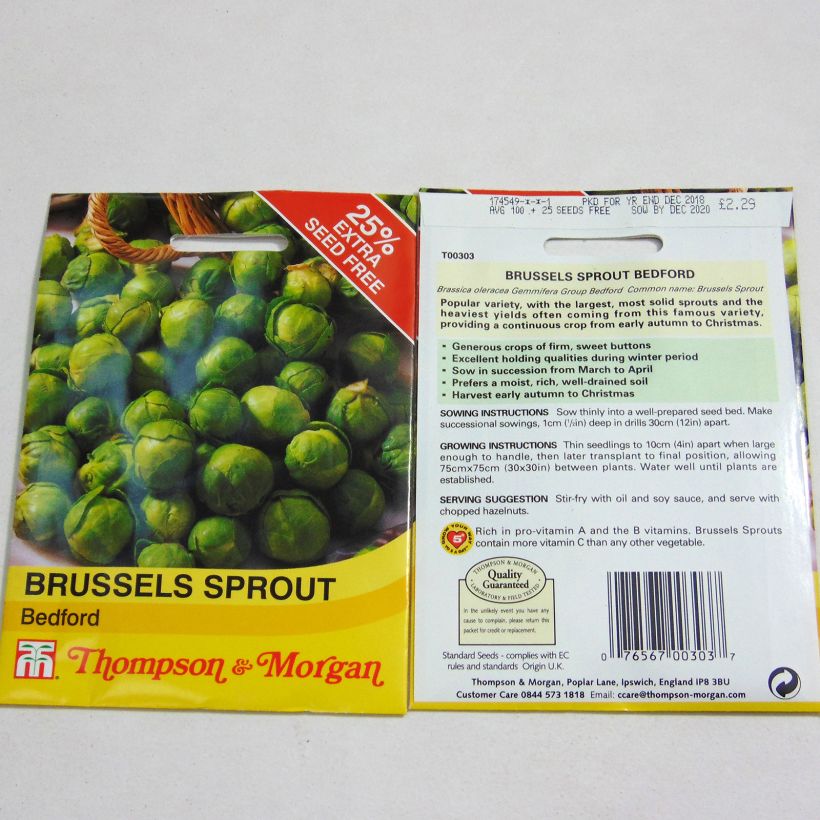 Example of Spruitkool Bedford het zakje met 100 zaden as you get