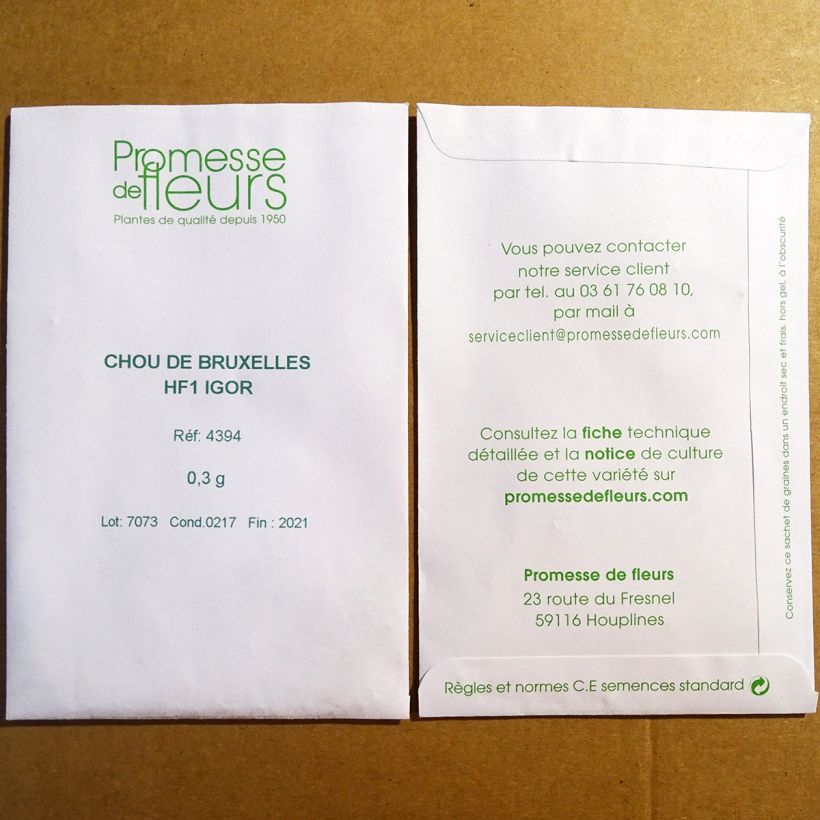 Example of Spruitkool Igor F1 het zakje met 75 zaden (0,3g) as you get