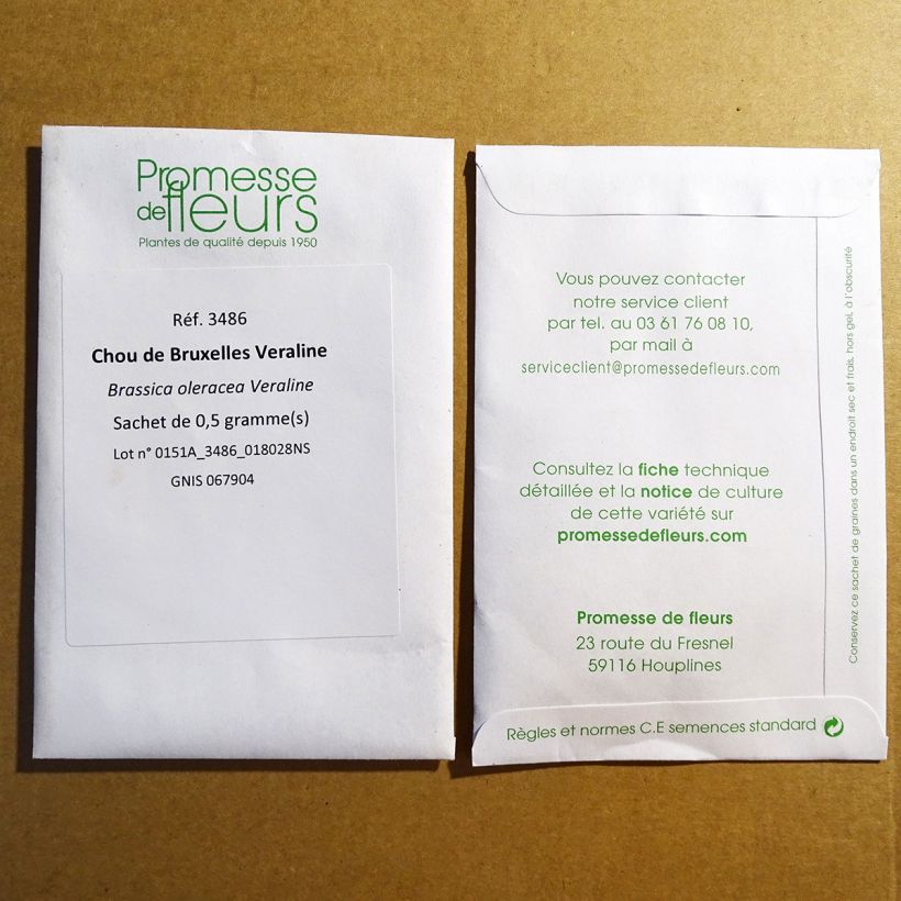 Voorbeeld van een exemplaar van Spruitkool Veraline F1 het zakje met 200 zaden (0.5g) zoals geleverd
