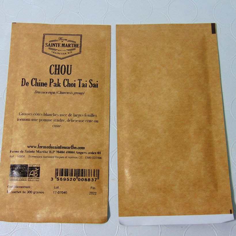 Example of Paksoi Tai Sai BIO - Ferme de Sainte Marthe het zakje met 300 zaden as you get