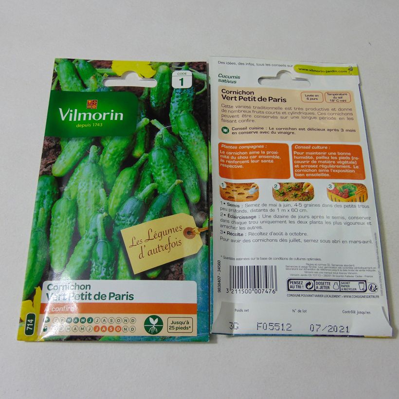 Example of Augurk Vert Petit de Paris - Vilmorin het zakje met 70 zaden (3g) as you get