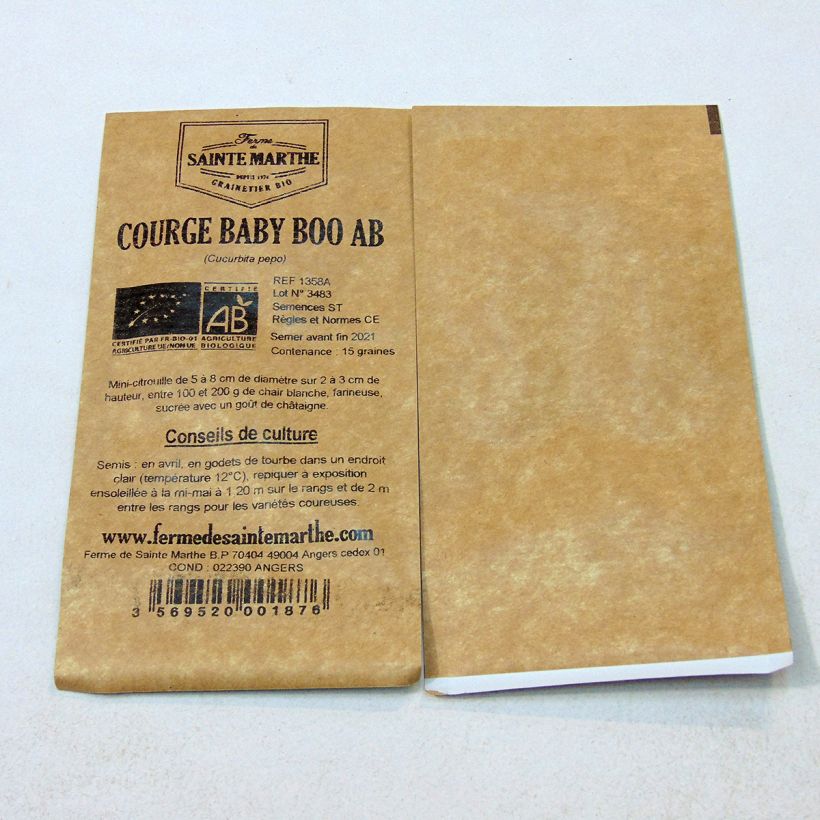 Example of Pompoen Baby Boo BIO - Ferme de Sainte Marthe het zakje met 15 zaden (1g) as you get