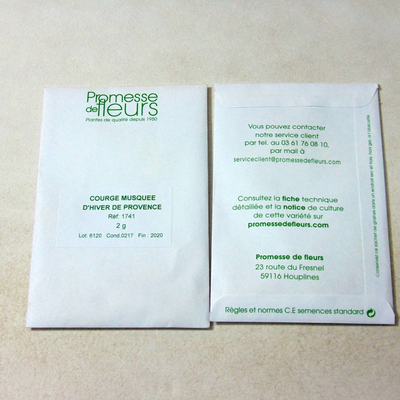 Voorbeeld van een exemplaar van Muskaatpompoen van de Provence (zaad) het zakje met 12 ? 15 zaden (2g) zoals geleverd