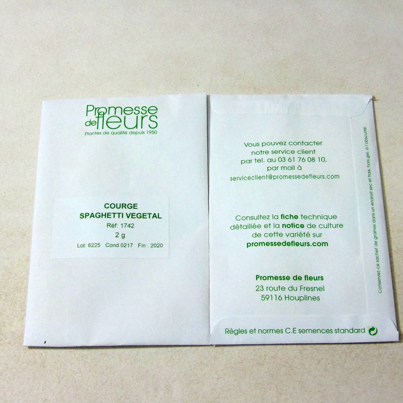 Voorbeeld van een exemplaar van Spaghettipompoen Vegetable Spaghetti het zakje met 12 ? 15 zaden (2g) zoals geleverd
