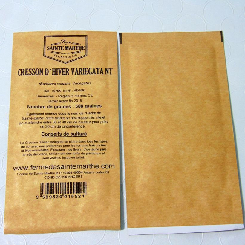 Voorbeeld van een exemplaar van Winterkers Variegata - Ferme de Sainte Marthe het zakje met 500 zaden zoals geleverd