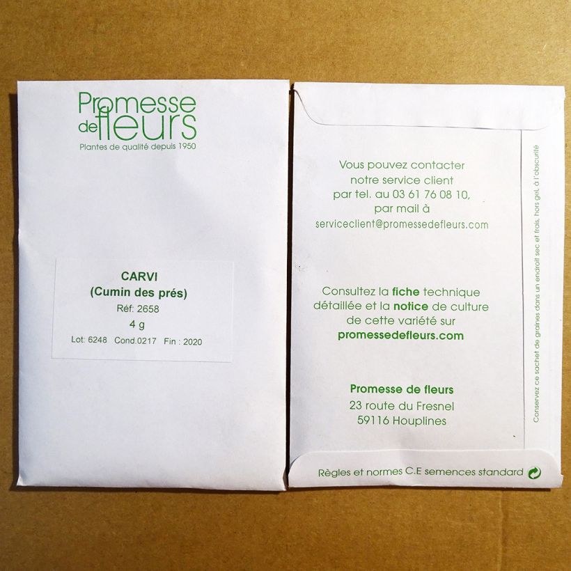 Voorbeeld van een exemplaar van Karwij - Carum carvi (zaad) het zakje met 1250 zaden (4g) zoals geleverd