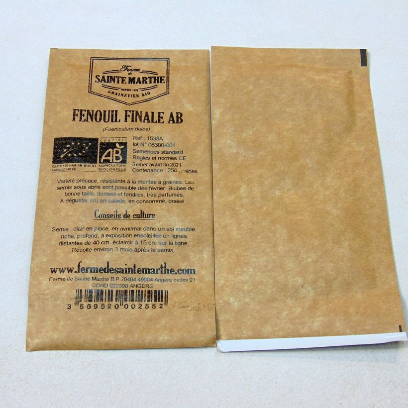 Example of Knolvenkel Finale BIO - Ferme de Sainte Marthe het zakje met 250 zaden (1g) as you get
