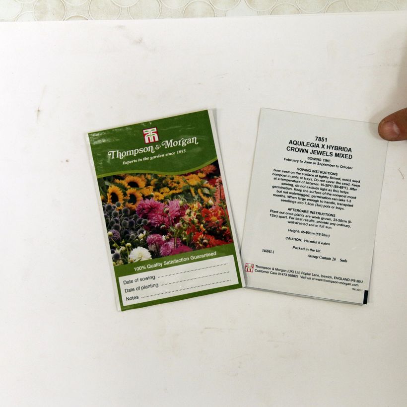 Voorbeeld van een exemplaar van Akelei Crown Jewels Mixed (zaad) - Aquilegia het zakje met 20 zaden zoals geleverd