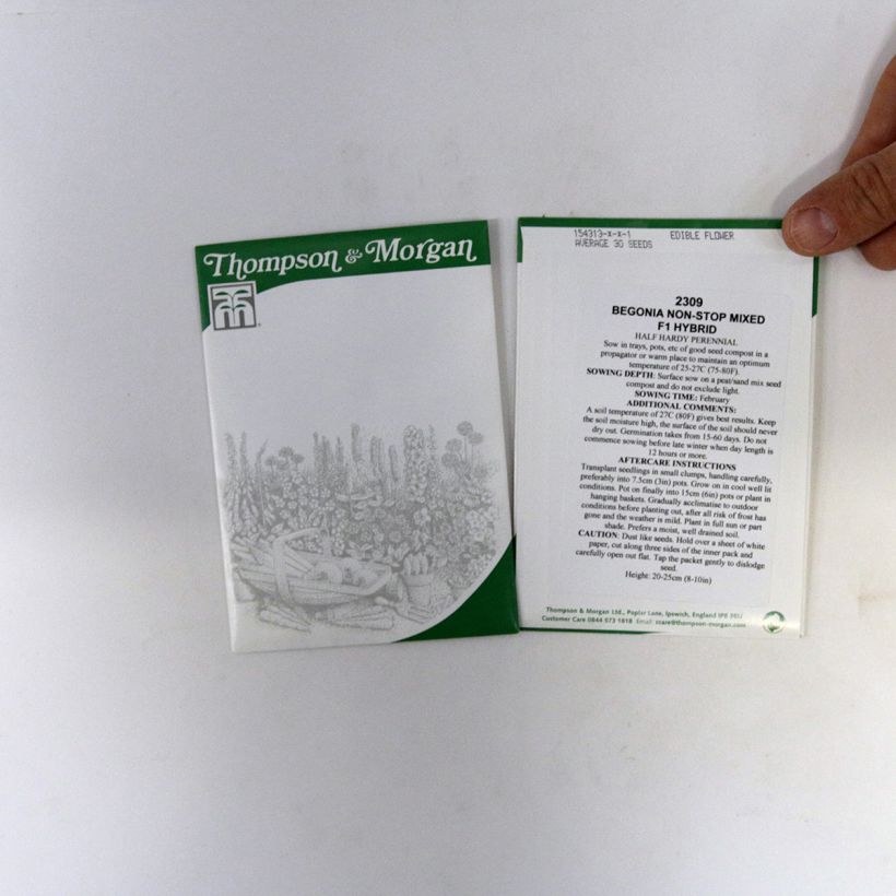 Voorbeeld van een exemplaar van Begonia tuberhybrida Non-Stop Mixed F1 (zaad) - Knolbegonia het zakje met 40 zaden zoals geleverd