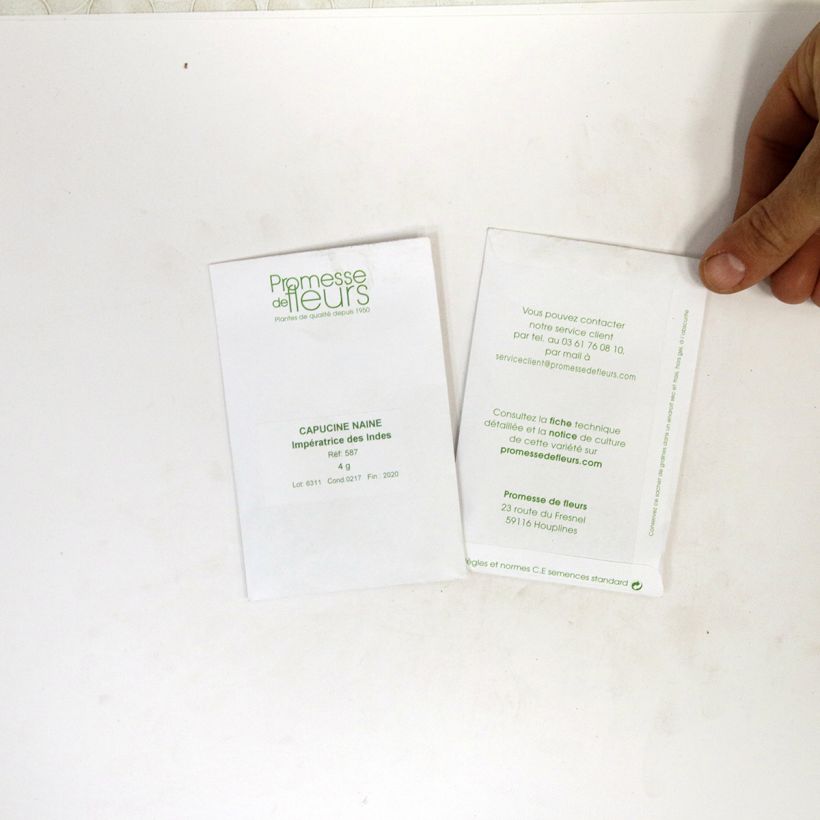 Voorbeeld van een exemplaar van Oost-Indische kers Impératrice des Indes (zaad) - Tropaeolum majus het zakje met 25 zaden (4g) zoals geleverd