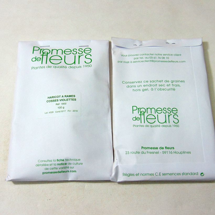 Example of Stokslaboon met paarse peulen zonder draad het zakje met 200 zaden (100g) as you get