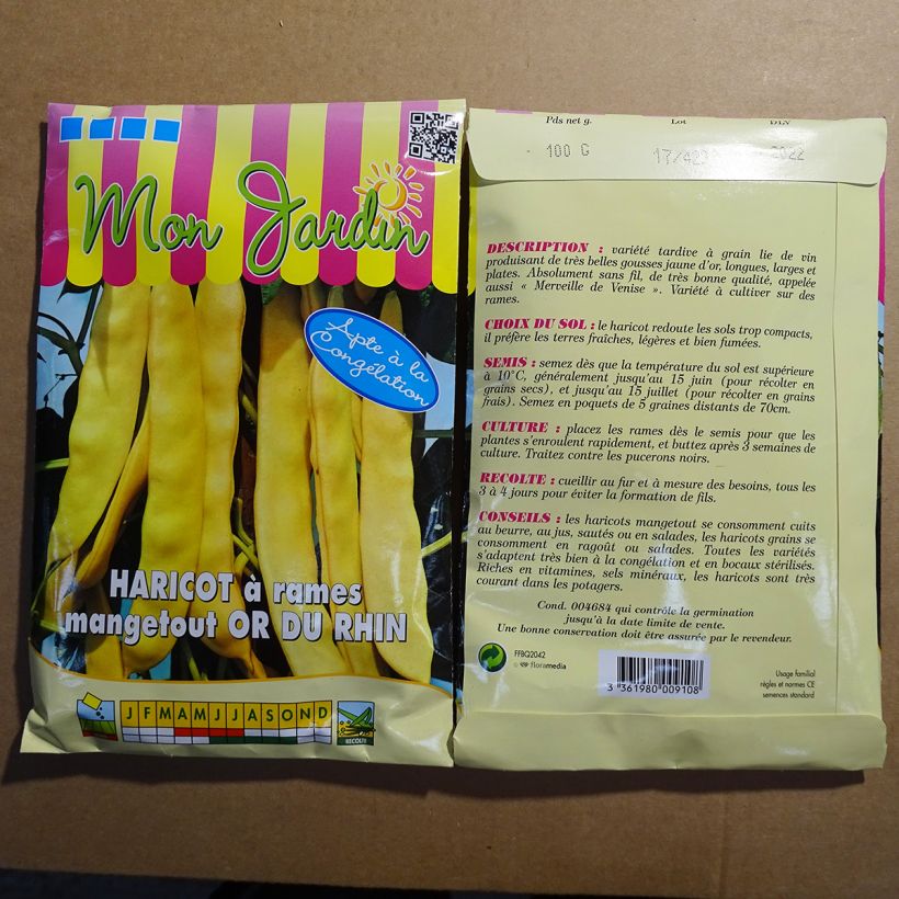 Voorbeeld van een exemplaar van Stoksnijboon Wonderboon van Venetië het zakje met 200 zaden (100g) zoals geleverd