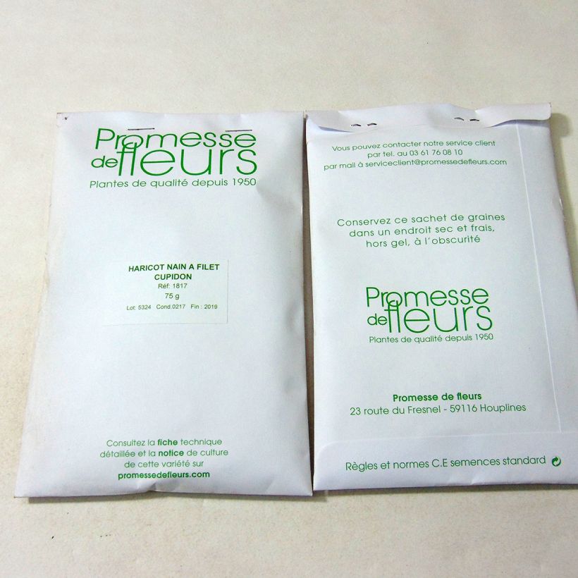 Voorbeeld van een exemplaar van Stamslaboon Cupidon het zakje met 200 zaden (75g) zoals geleverd