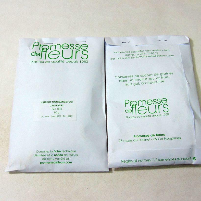 Voorbeeld van een exemplaar van Stamslaboon Castandel het zakje met 180 zaden (90g) zoals geleverd