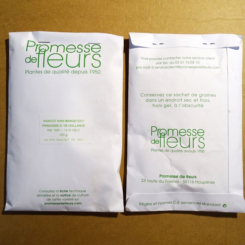 Voorbeeld van een exemplaar van Stamslaboon Dubbele prinses van Holland het zakje met 350 zaden (100g) zoals geleverd