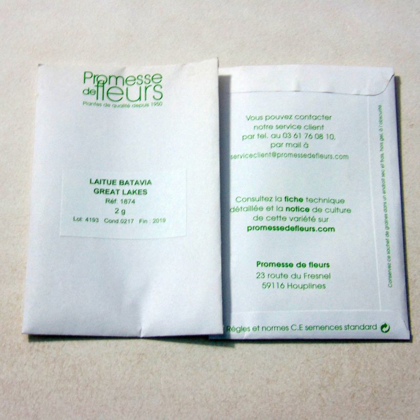 Voorbeeld van een exemplaar van Bataviasla Great Lakes 118 het zakje met 1600 zaden (2g) zoals geleverd