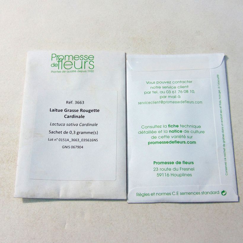 Voorbeeld van een exemplaar van Kropsla Cardinale het zakje met 40 zaden zoals geleverd