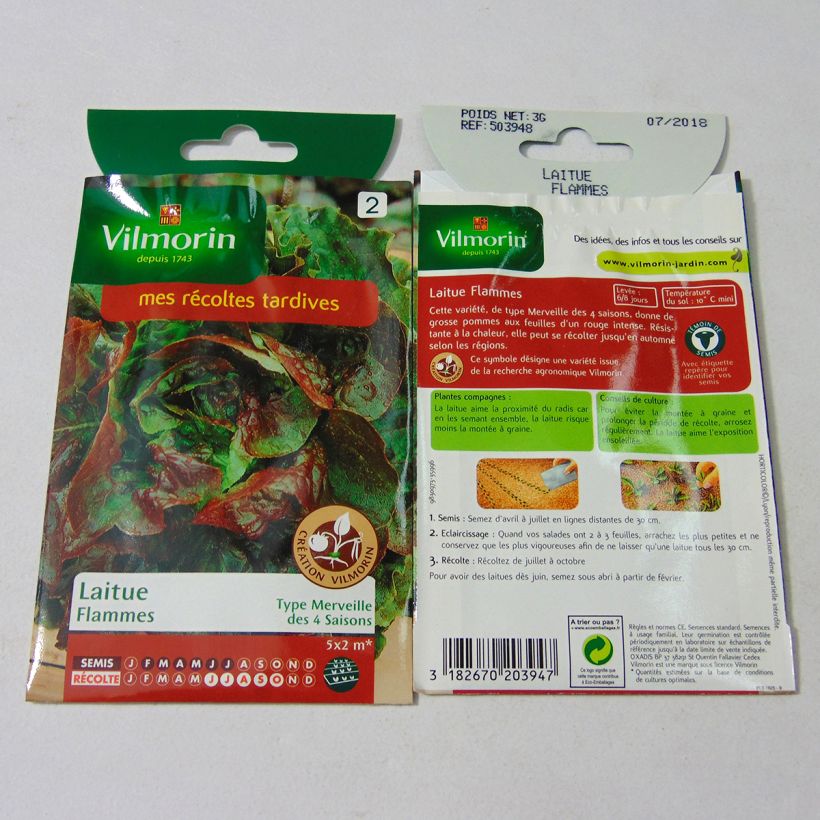 Voorbeeld van een exemplaar van Kropsla Flammes - Vilmorin het zakje met 2400 zaden (3g) zoals geleverd