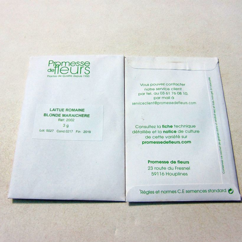 Example of Romaine sla Blonde Maraîchère het zakje met 2500 zaden (3g) as you get