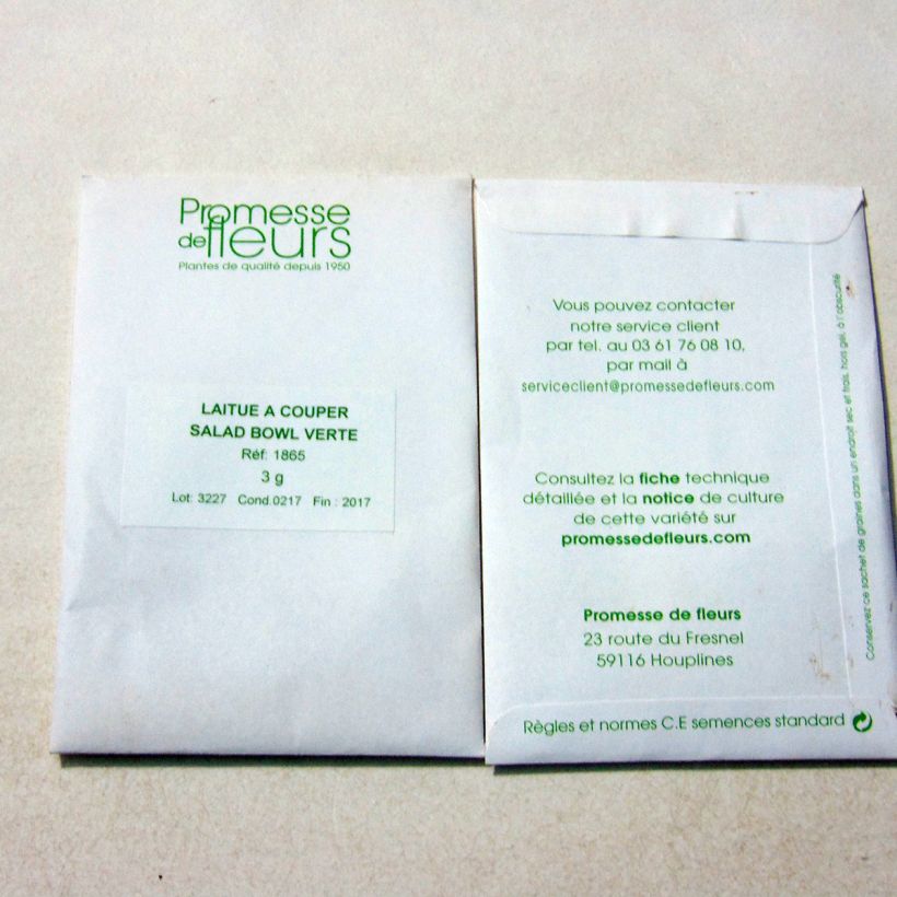Voorbeeld van een exemplaar van Pluksla Salad Bowl het zakje met 2500 zaden (3g) zoals geleverd