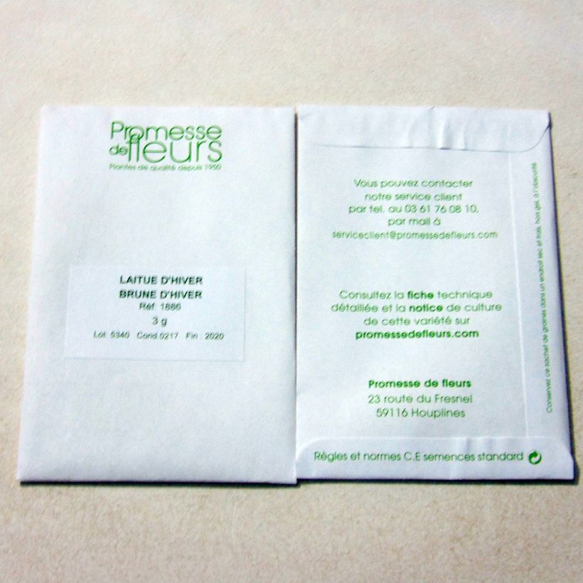 Voorbeeld van een exemplaar van Wintersla Brune d'Hiver het zakje met 2500 zaden (3g) zoals geleverd