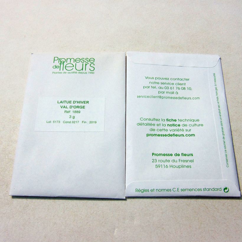 Voorbeeld van een exemplaar van Kropsla Val d'Orge het zakje met 2500 zaden (3g) zoals geleverd