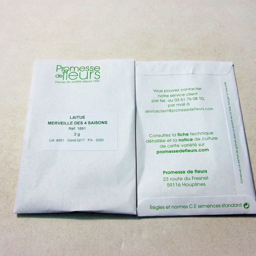 Voorbeeld van een exemplaar van Kropsla Wonder van de Vier Seizoenen het zakje met 2500 zaden (3g) zoals geleverd