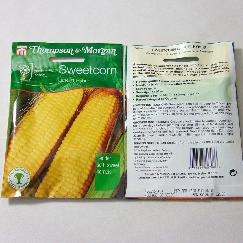 Example of Suikermaïs Lark F1 het zakje met 30 zaden as you get