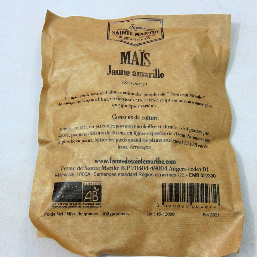Example of Maïs Amarillo BIO Ferme de Ste Marthe het zakje met 50 zaden (100g) as you get